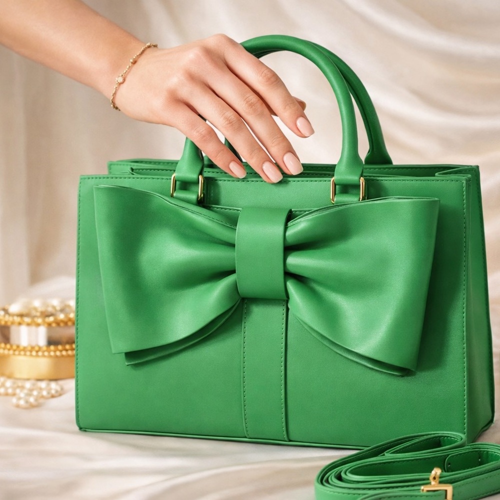 Green Bow Tote Bag